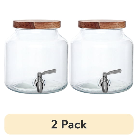 (2 pack) Better Homes & Gardens Glass 1.5 gal Leak Proof Beverage Dispenser