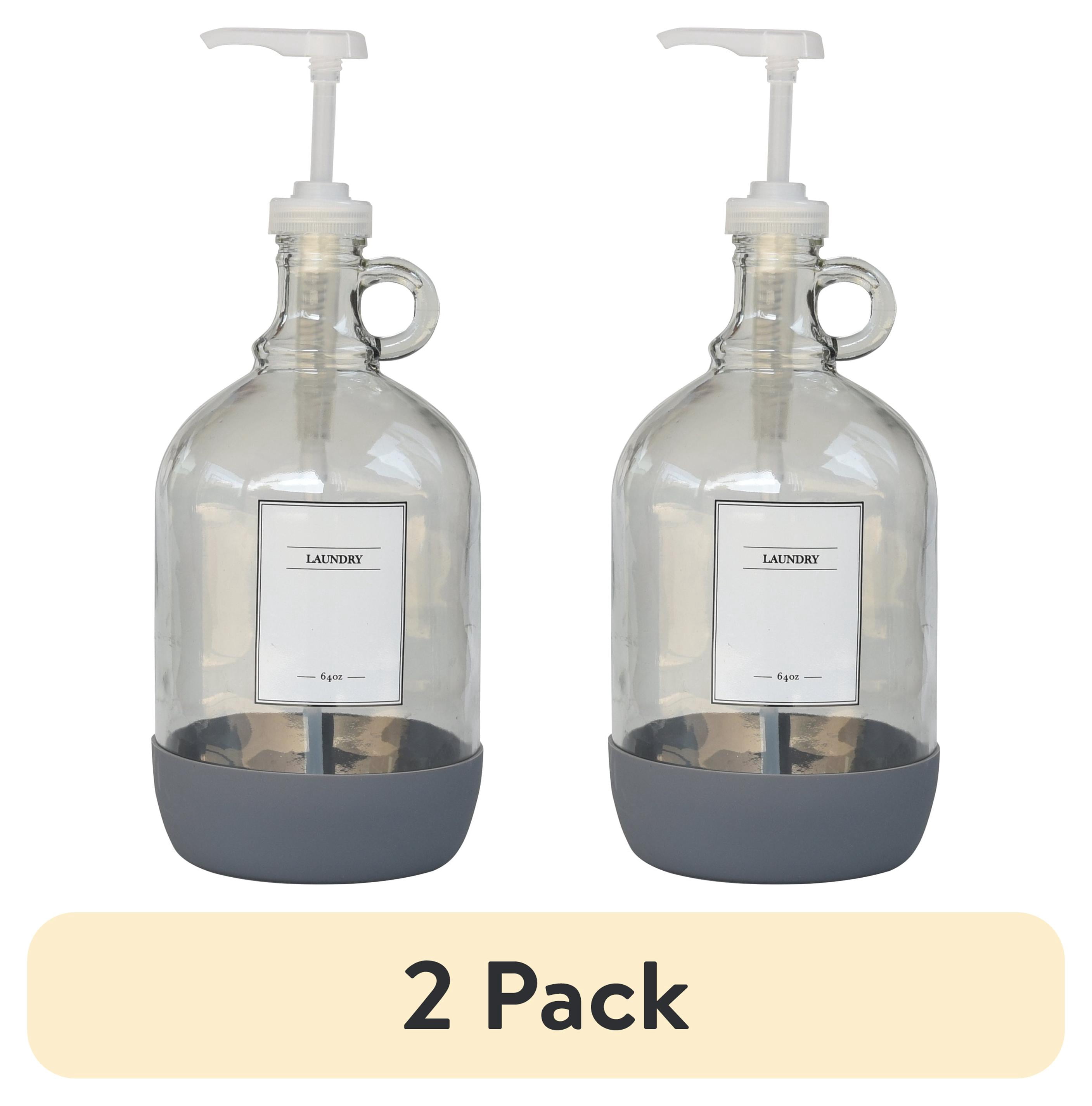 (2 pack) Better Homes & Gardens 64 oz Clear Glass Laundry Detergent Dispenser with White Lid