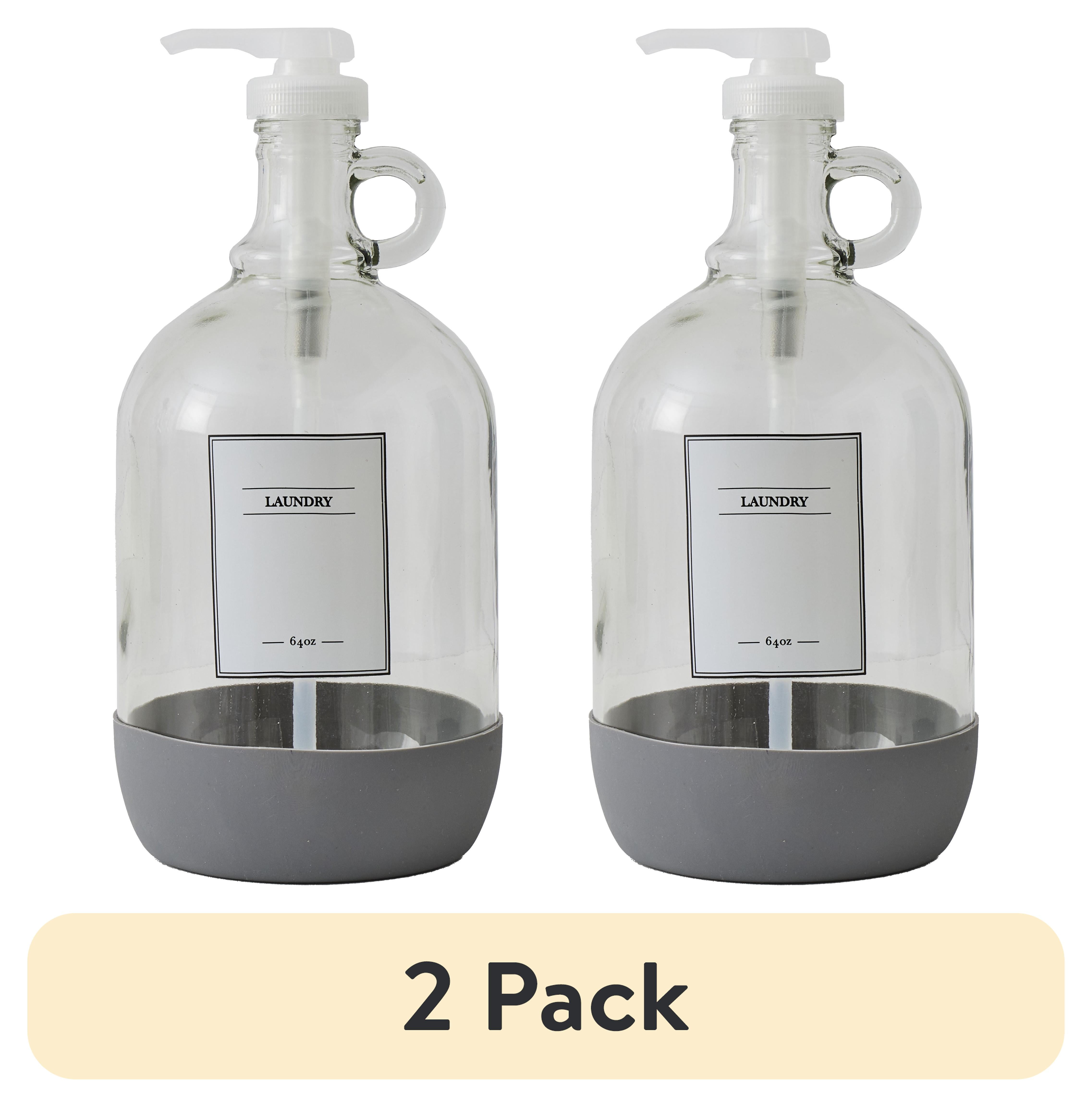 (2 pack) Better Homes & Gardens Glass Laundry Detergent Dispenser, Clear & White, 64 oz.