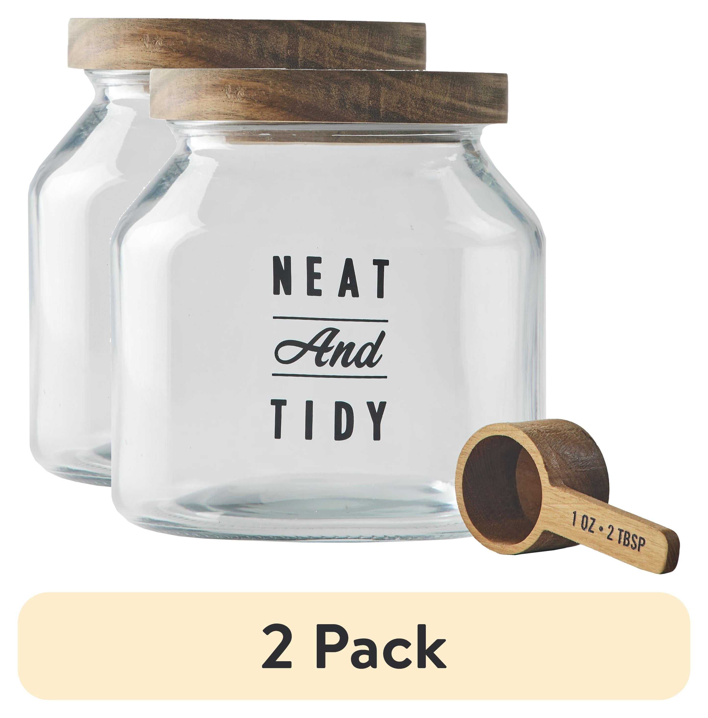 (2 pack) Better Homes & Gardens Glass Small Laundry Detergent Container with Scoop, Adult