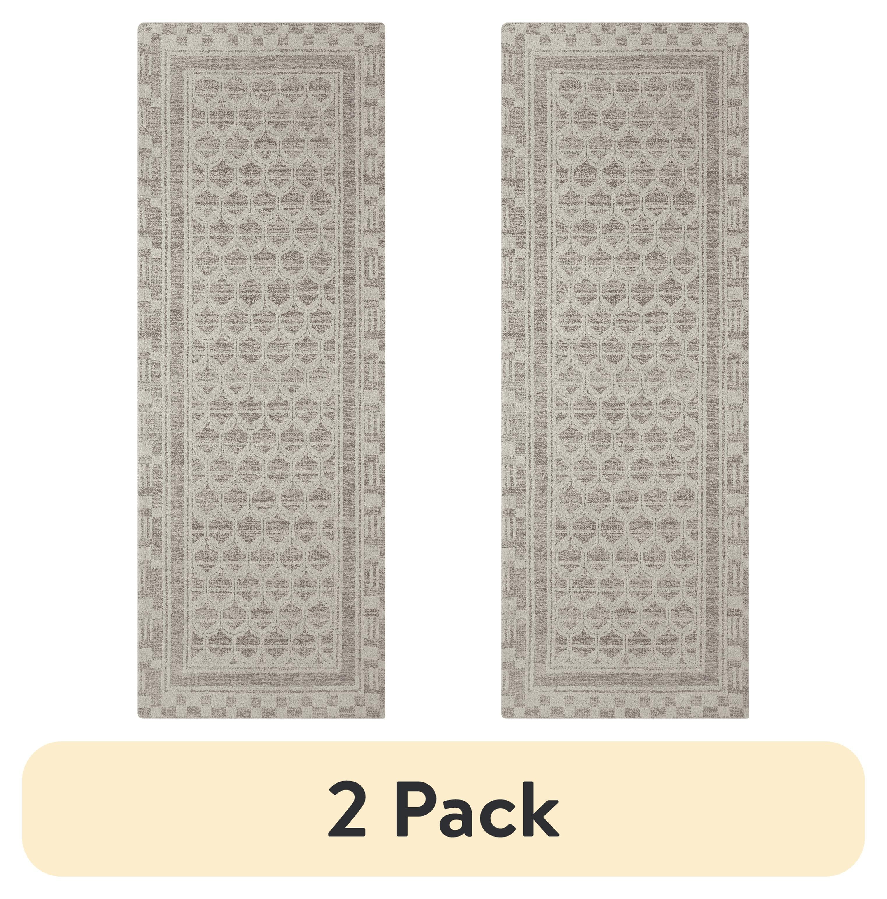 (2 pack) Better Homes & Gardens Gray Border Tight Geo Indoor 30" x 84" Runner Rug