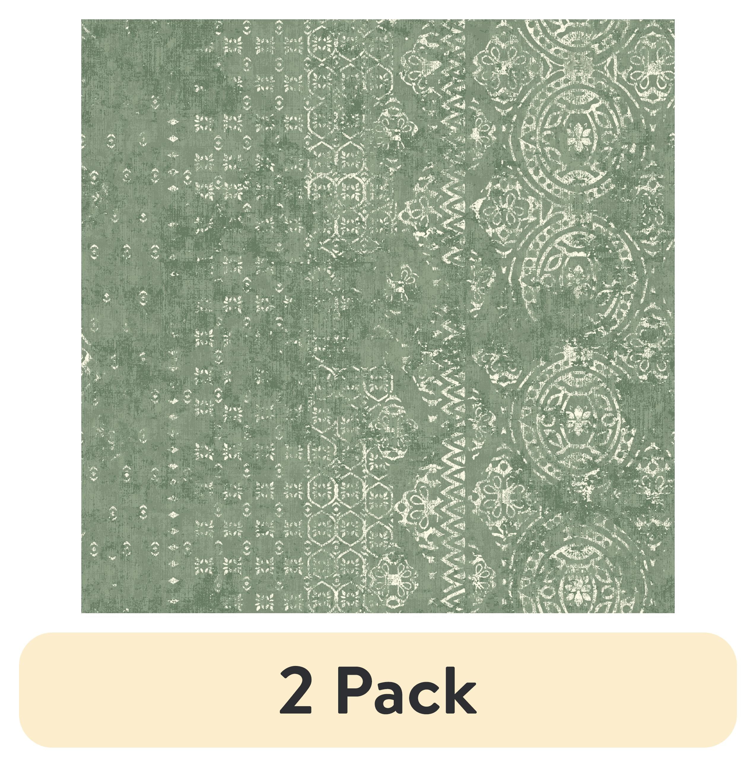 (2 pack) Better Homes & Gardens Green Boho Filigree Medallion Peel and Stick Wallpaper, 20.5" x 18'