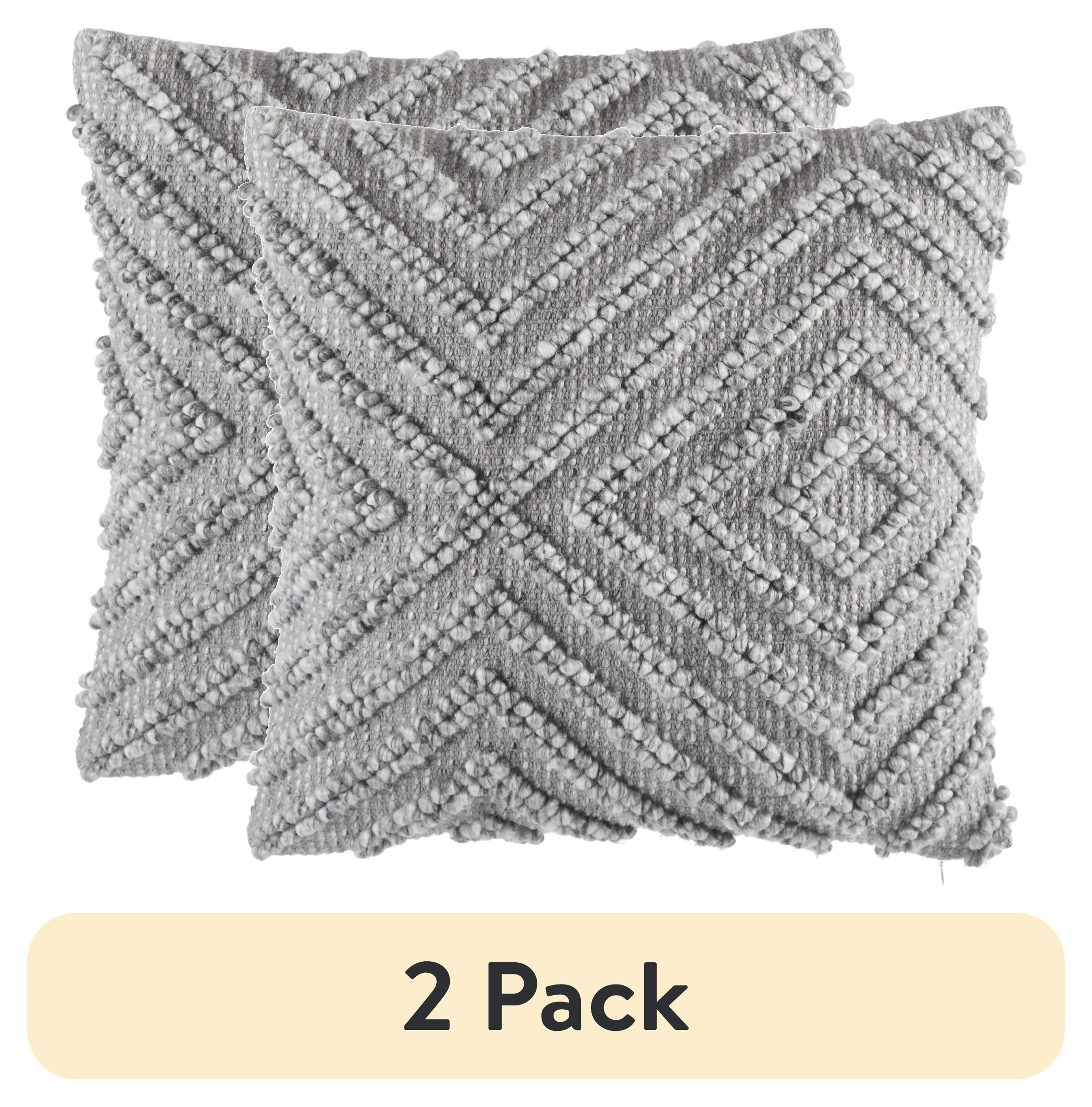 (2 pack) Better Homes & Gardens Heather Geo Square Decorative Pillow, 20 in x 20 in