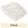 thumbnail image 1 of (2 pack) Better Homes & Gardens Ivory Ruched Faux Fur Throw, 50" x 72", Adult/Teen, 1 of 7