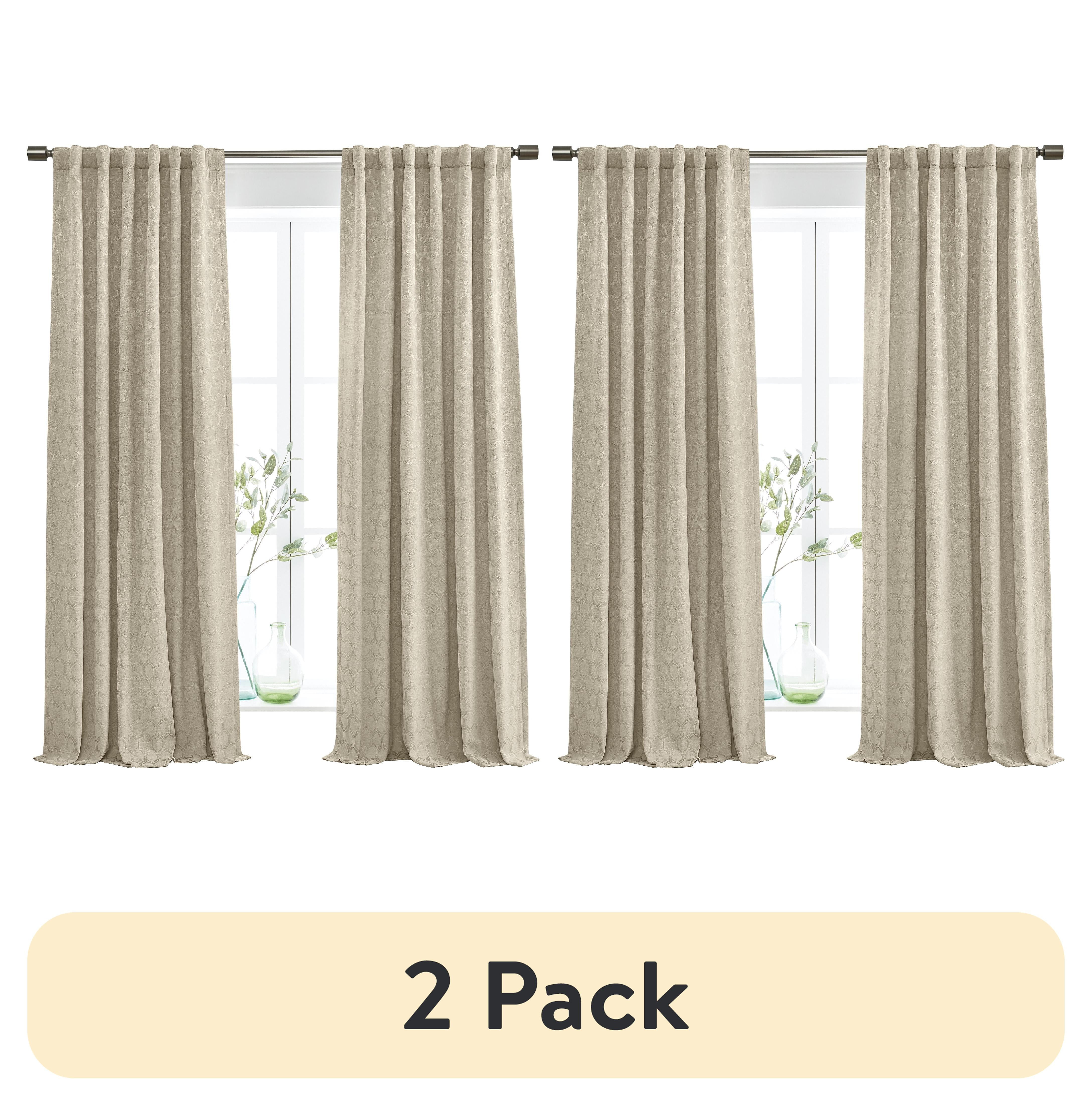 (2 pack) Better Homes & Gardens Jacquard Velvet Blackout Rod Pocket/Back Tab Single Curtain Panel, 1-Piece, Almond Biscuit, 50" W x 84" L