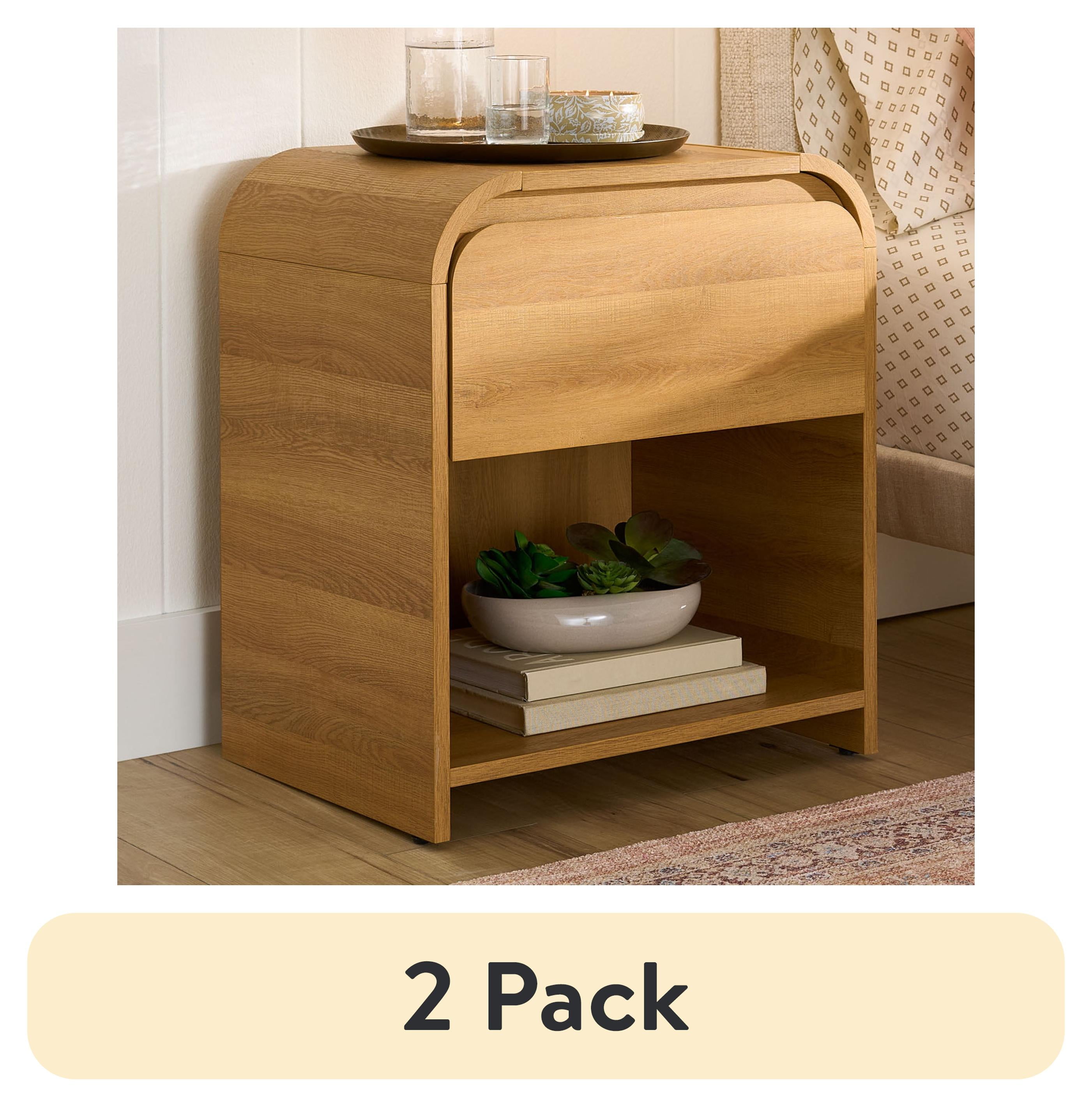 (2 pack) Better Homes & Gardens Juliet Nightstand with USB, Light Honey Finish - Walmart.com