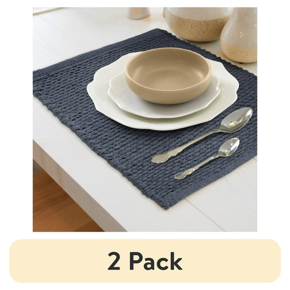 (1 pack) Better Homes & Gardens Justin Jute Placemat, Solid, Grey, 14"W x 20"L