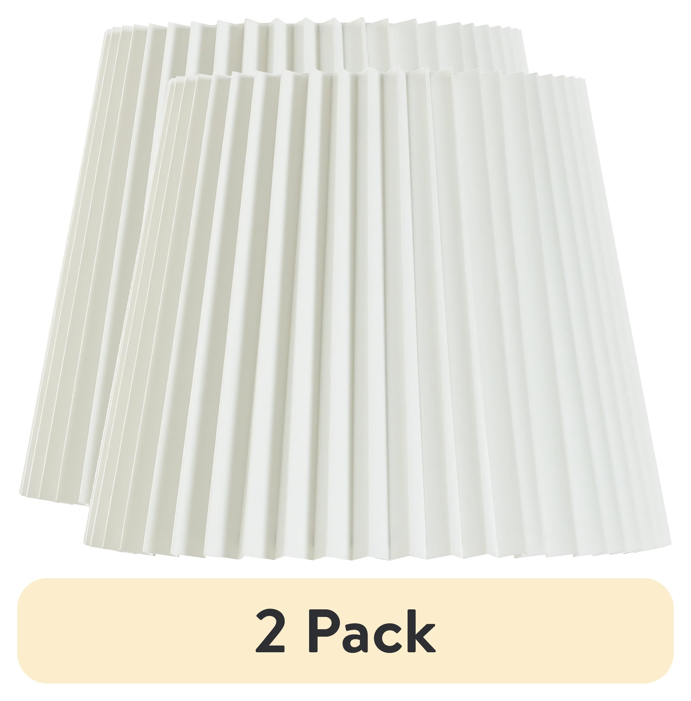 (2 pack) Better Homes & Gardens Knife Pleat Accent White Fabric Lamp Shade, 10"L x 10"W x 8"H