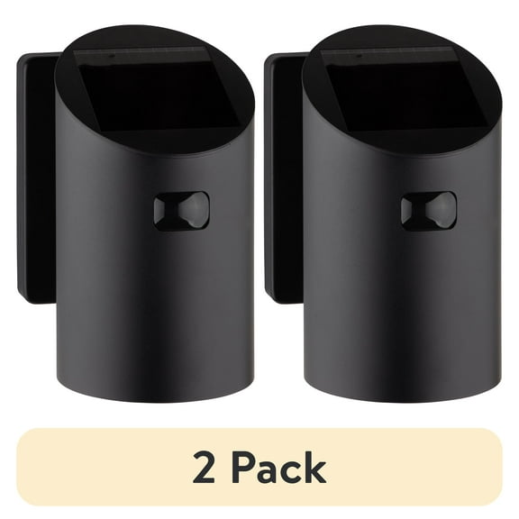 (2 pack) Better Homes & Gardens LED Solar Dusk to Dawn Motion Sensor Sconce Light, Black, Metal, 200 Lumens