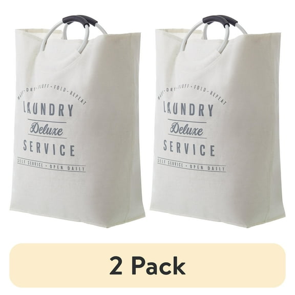 (2 pack) Better Homes & Gardens Laundry Deluxe Service Canvas Tote, Adult, 17 in W x 8.5 in D x 25.25 in H