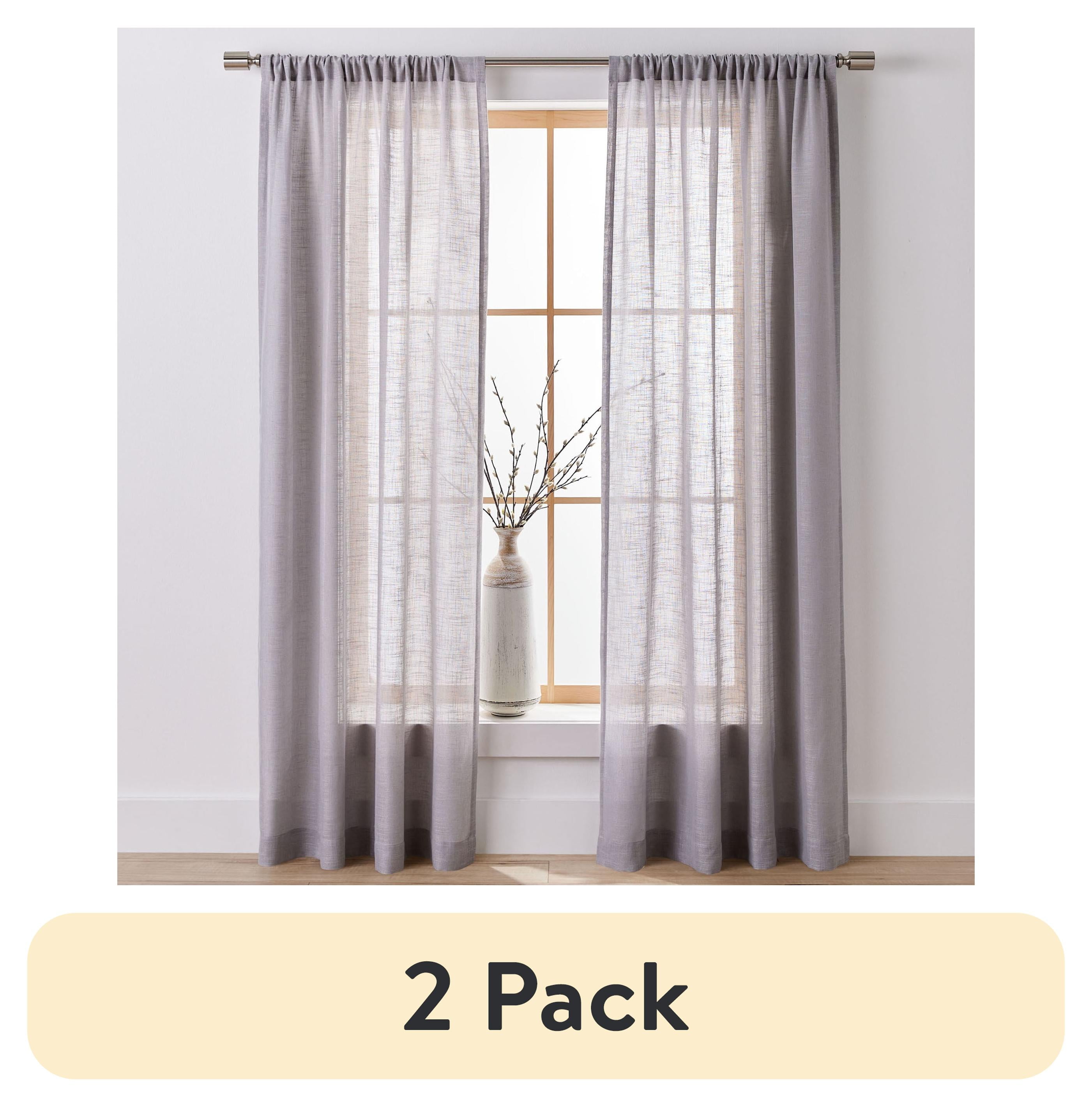 (2 pack) Better Homes & Gardens Light Filtering Linen Blend Rod Pocket Curtain, Single Panel, Soft Silver, 50" W x 84" L