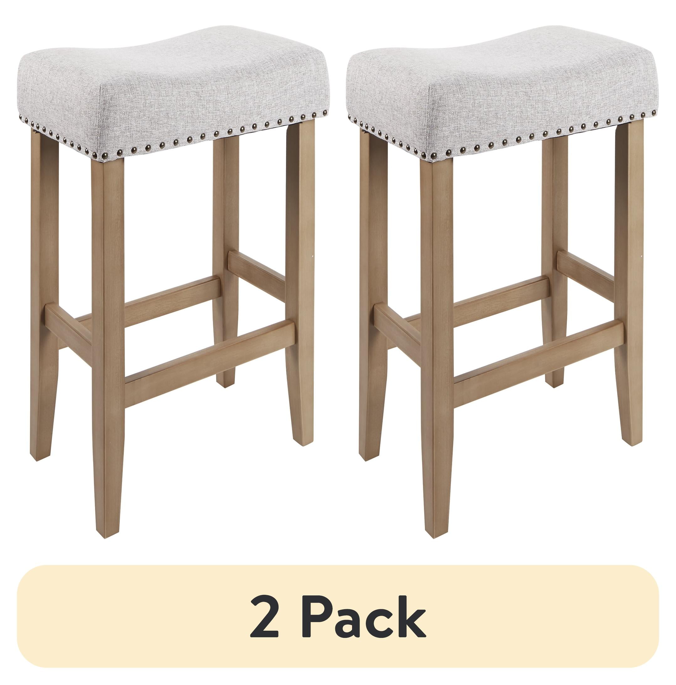 (2 pack) Better Homes & Gardens Light Grey Upholstered 29 inch Barstool