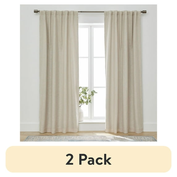 (2 pack) Better Homes & Gardens Linen Blend Curtain, Single Panel, Papyrus Beige, 50" W x 84" L