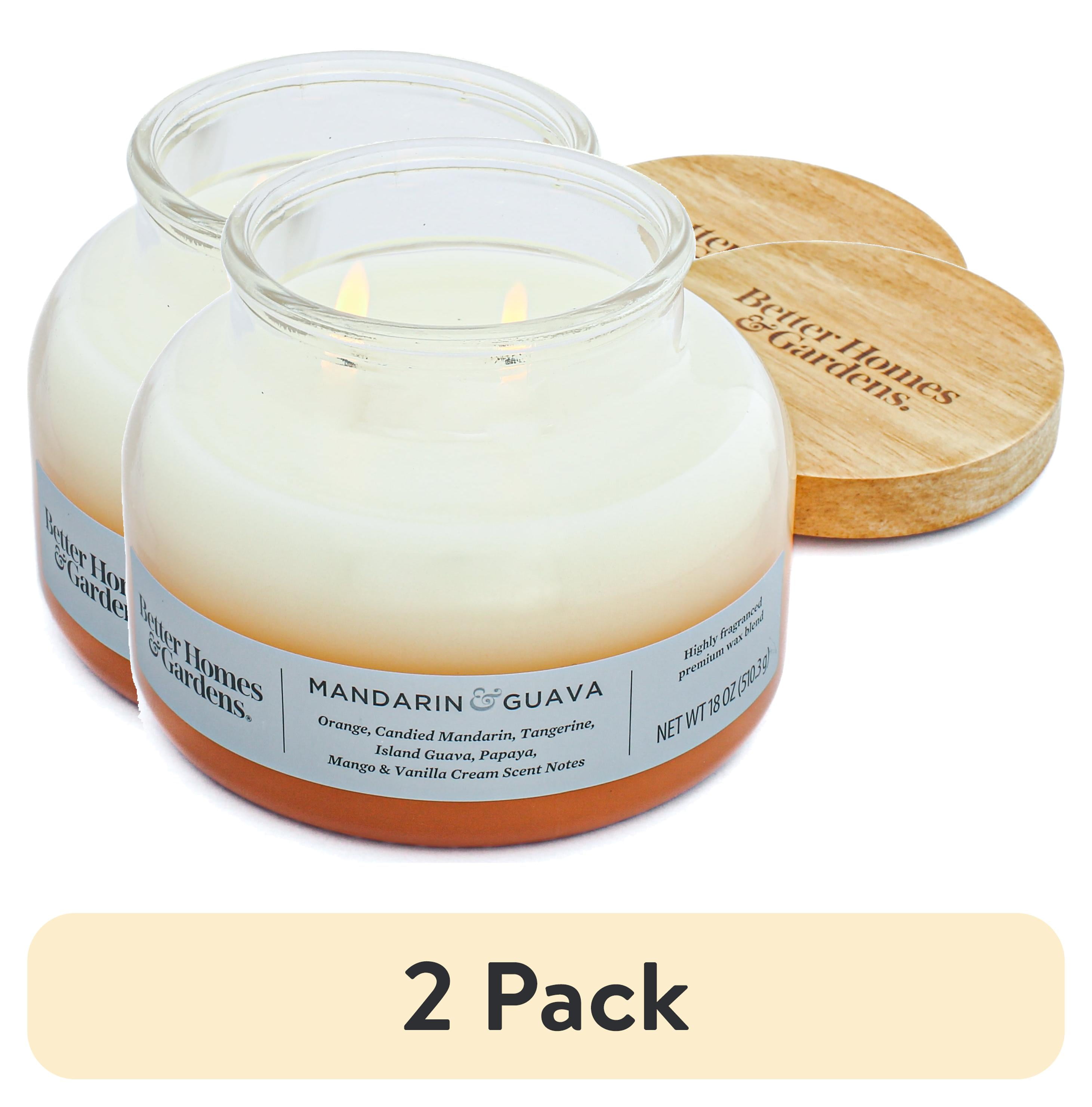 (2 pack) Better Homes & Gardens Mandarin & Guava Scented 2-Wick 18oz Ombre Bell Jar Candle