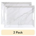 thumbnail interactive-video image 1 of (2 pack) Better Homes & Gardens- Marble Print Rectangle Melamine Handled Tray, 1 of 8