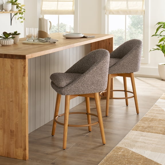 (2 pack) Better Homes & Gardens Mira Swivel Counter Stool, Truffle Brown & Light Honey, Set of 2