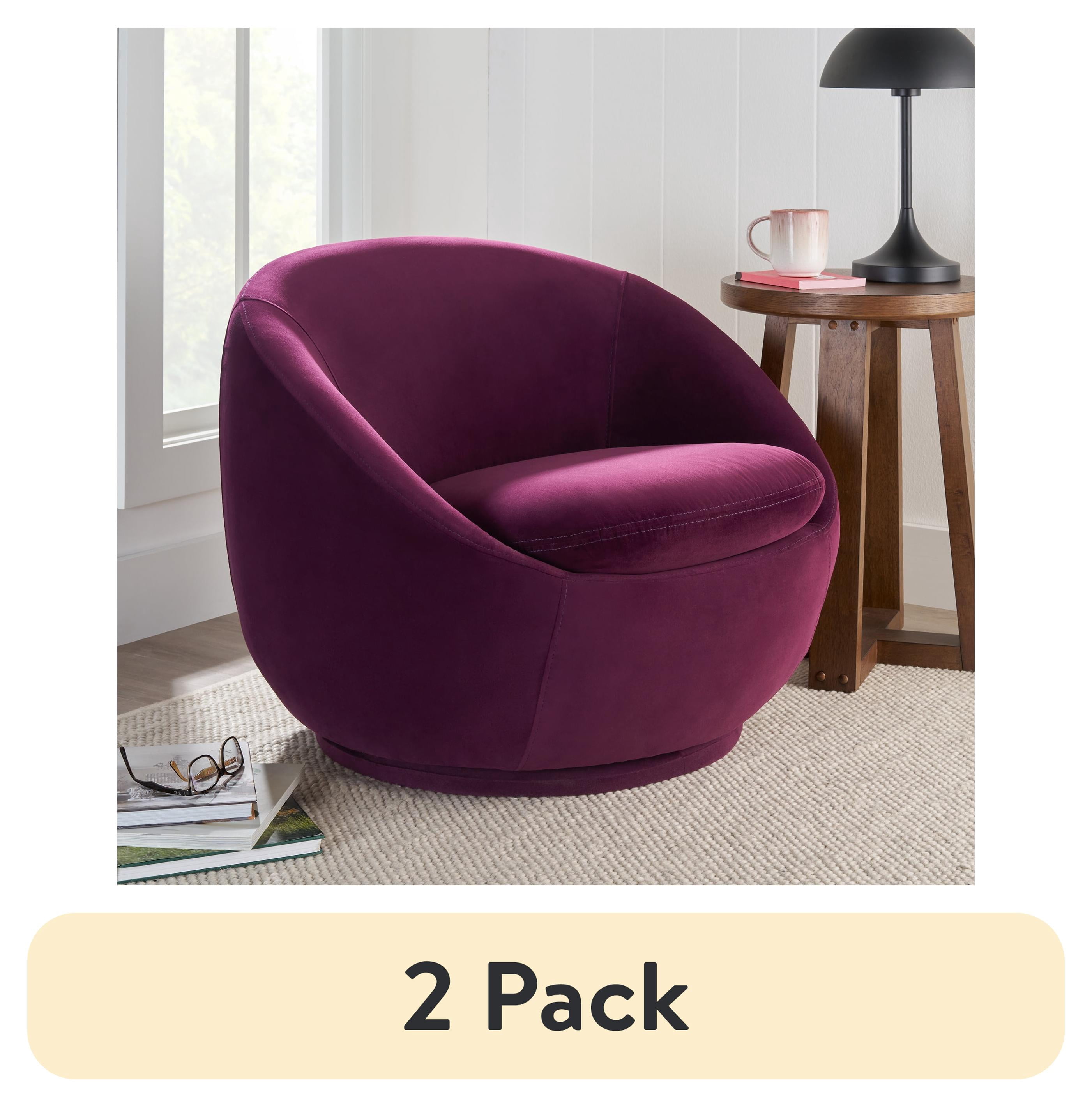 (2 pack) Better Homes & Gardens Mira Swivel Accent Chair, Merlot Velvet