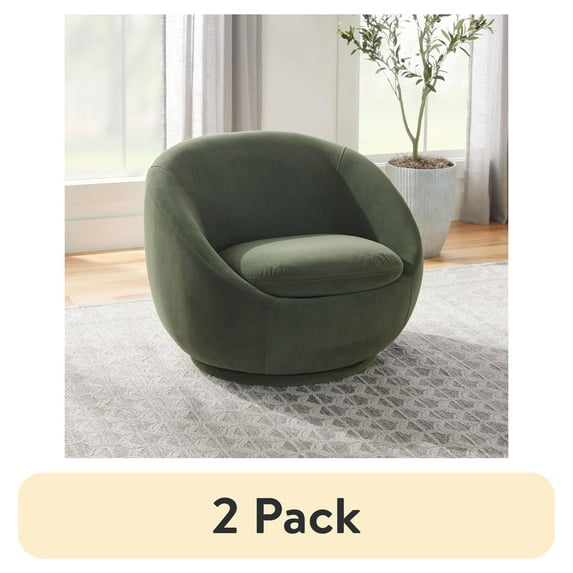 (2 pack) Better Homes & Gardens Mira Swivel Accent Chair, Olive Velvet