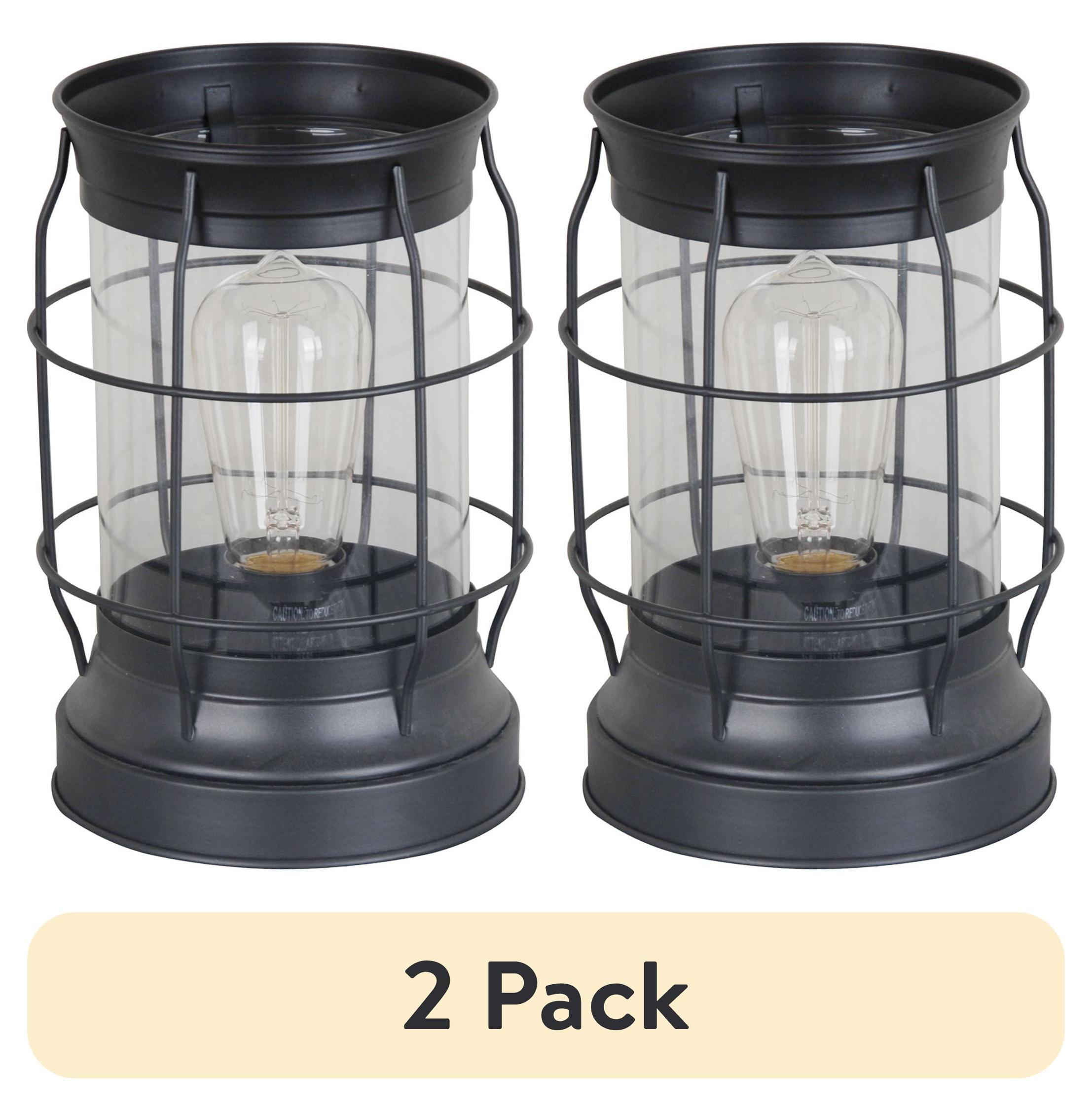 (1 pack) Better Homes & Gardens Modern Bronze Metal & Glass Edison Lantern 9"H