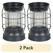 (1 pack) Better Homes & Gardens Modern Bronze Metal & Glass Edison Lantern 9"H
