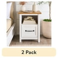 thumbnail interactive-video image 1 of (2 pack) Better Homes & Gardens Modern Farmhouse Nightstand with USB, Alabaster and Light Honey Finish, 1 of 12