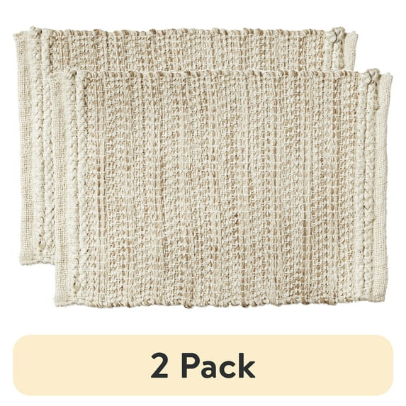 (1 pack) Better Homes & Gardens Natural & Ivory Jute 14" x 19" Placemat - 14" x 19"