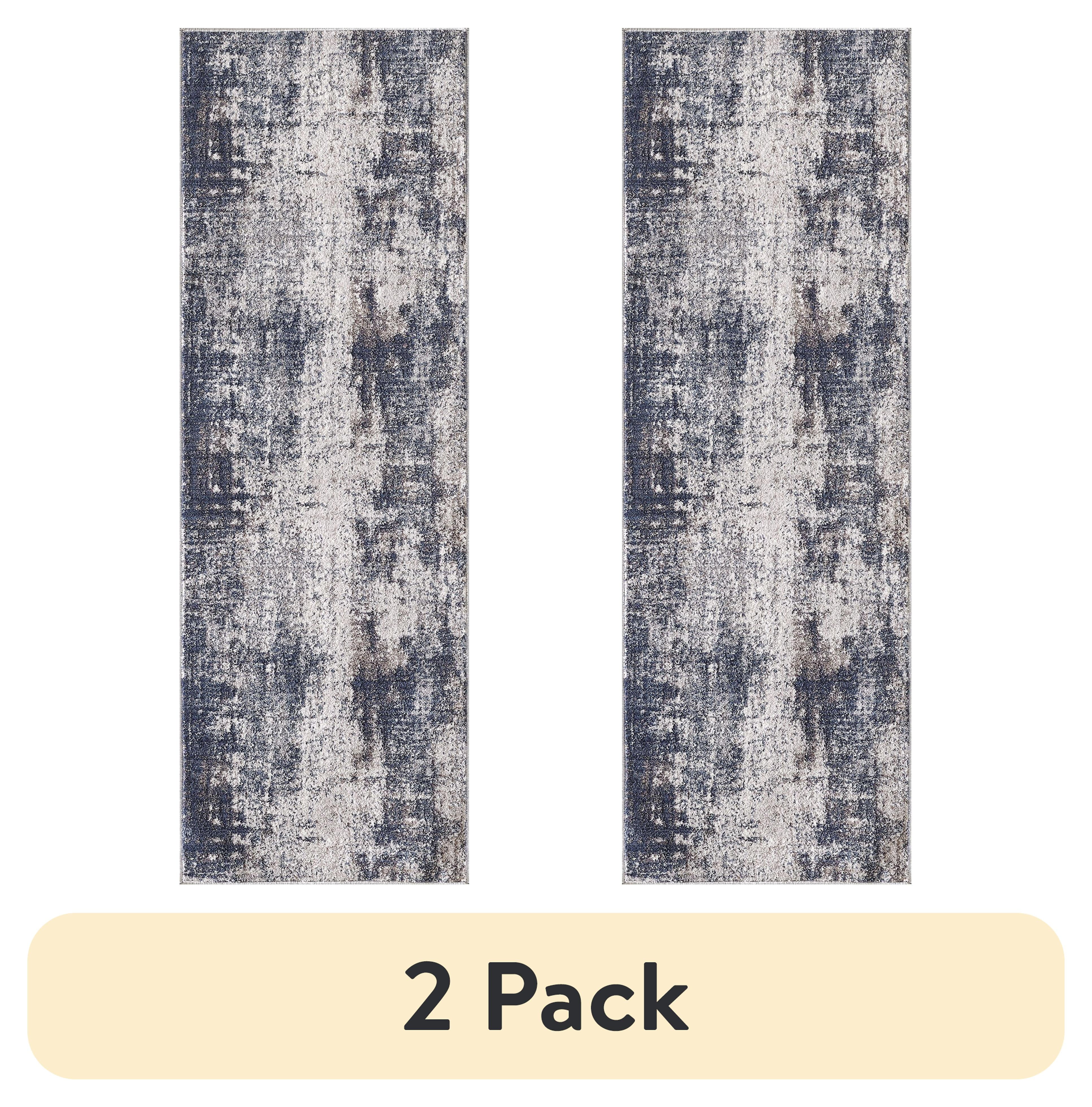 (2 pack) Better Homes & Gardens Navy Abstract Indoor Runner Rug, 20 in x 60 in
