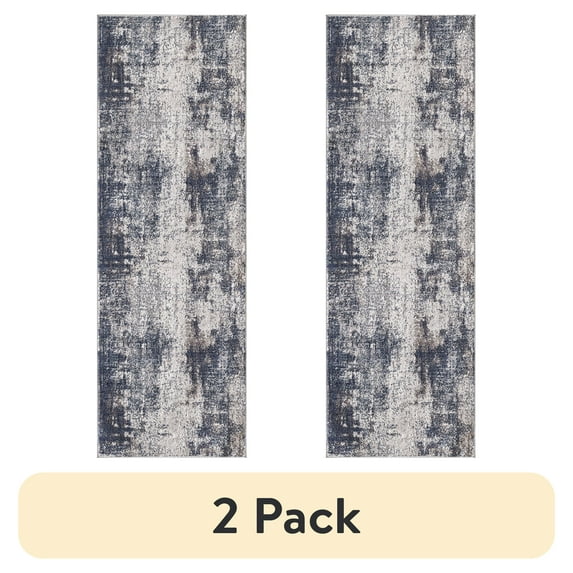 (2 pack) Better Homes & Gardens Navy Abstract Indoor Accent Rug, 20" x 60"