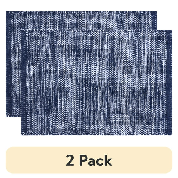 (2 pack) Better Homes & Gardens Navy Space Dye Placemat - 14"x 20", 100% Cotton