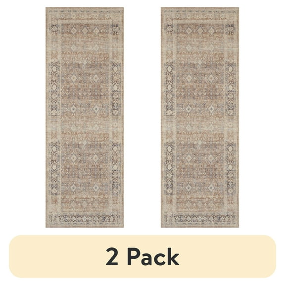 (2 pack) Better Homes & Gardens Neutral Persian Indoor 2.5' x 7' Runner Rug