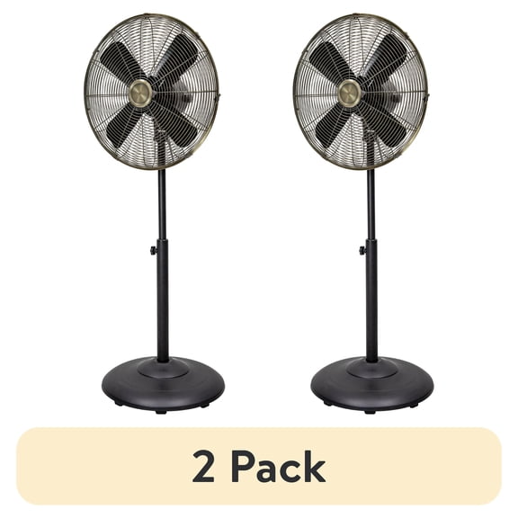 (2 pack) Better Homes & Gardens New 3 Speed 16 inch Vintage Metal Stand Fan in Black