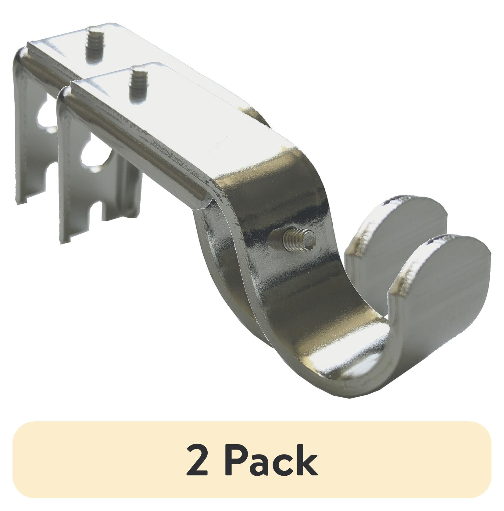 (2 pack) Better Homes & Gardens 3/4" to 1" Adjustable Curtain Rod Brackets Nickel, 2 count