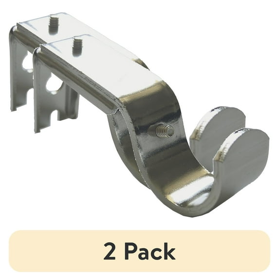 (2 pack) Better Homes & Gardens 3/4" to 1" Adjustable Curtain Rod Brackets Nickel, 2 count