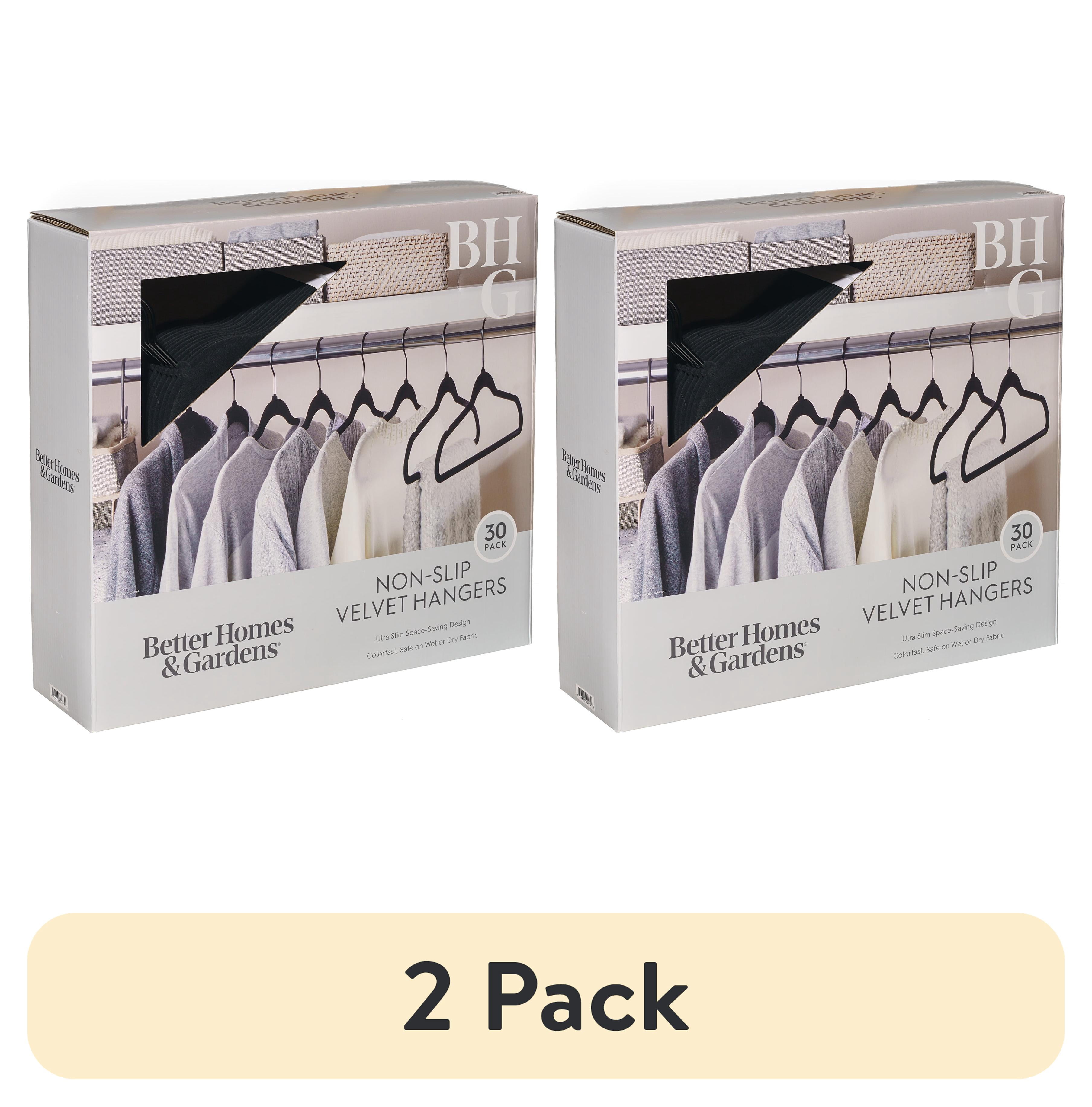 (2 pack) Better Homes & Gardens Velvet Adult Clothing Hangers, Black, 30 Count