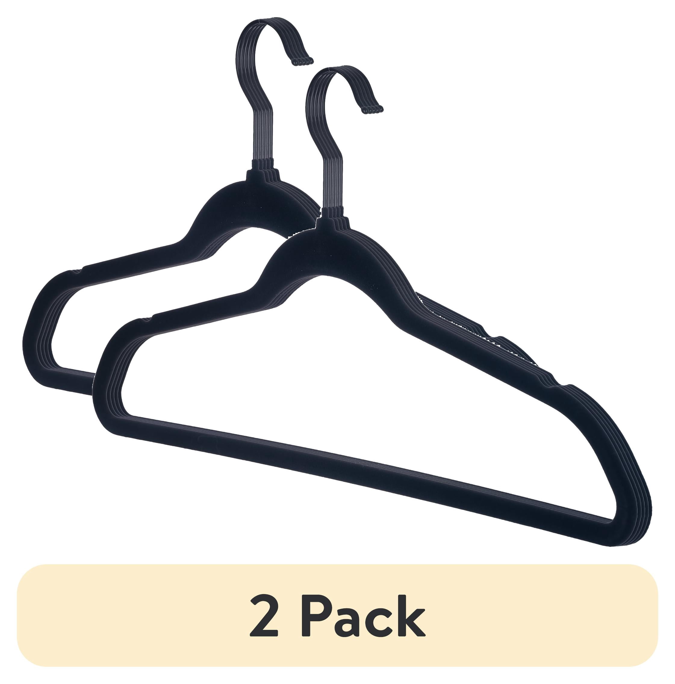 (2 pack) Better Homes & Gardens Non-Slip Velvet Adult Clothing Hangers, Black, 5 Pack