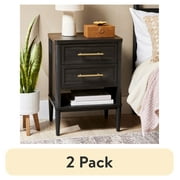 (2 pack) Better Homes & Gardens Oaklee 2-Drawer Nightstand, Charcoal Finish