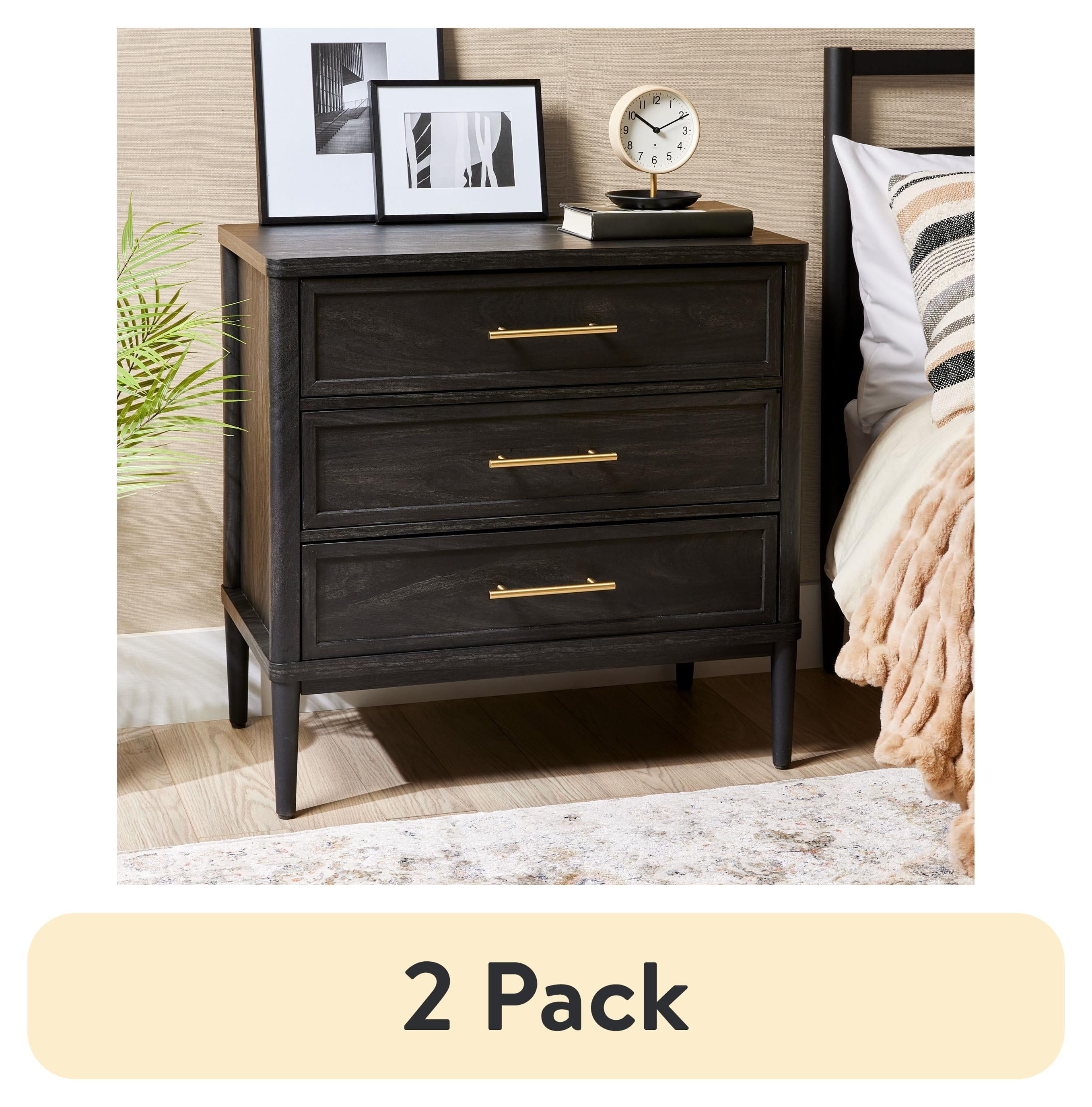 2 Pack Better Homes & Gardens Oaklee Nightstand, Charcoal