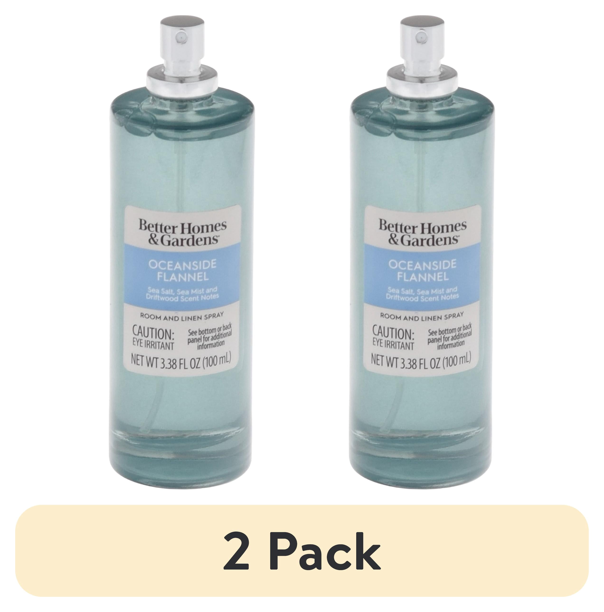 (2 pack) Better Homes and Gardens Oceanside Flannel Scented Room and Linen Spray 3.38 Fl Oz (100mL).