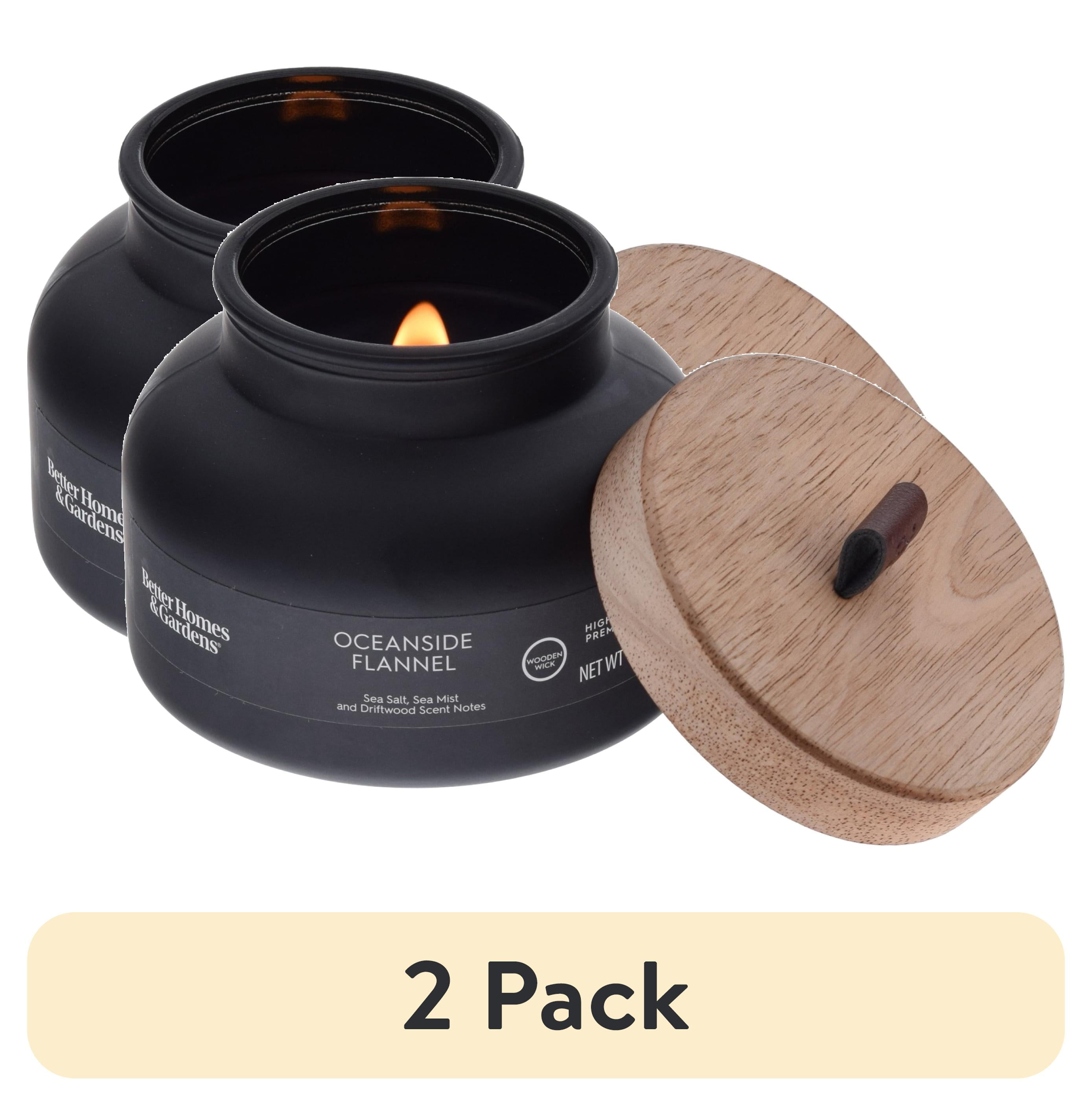 (2 pack) Better Homes and Gardens Oceanside Flannel Scented Wooden Wick Bell Jar Candle 18oz.