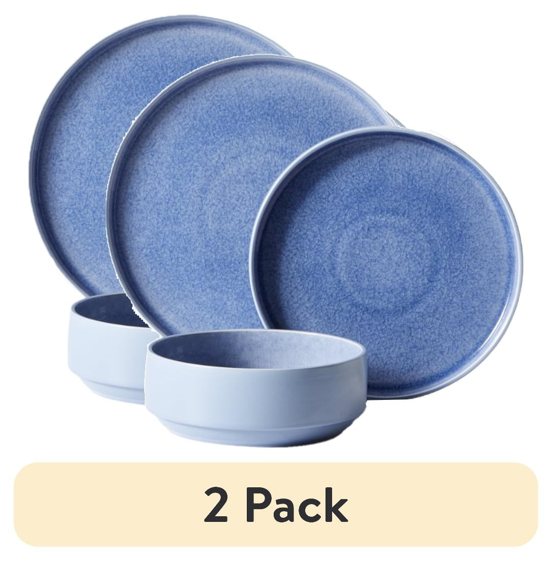 (2 pack) Better Homes & Gardens-Parker Blue Stoneware 12-Piece Dinnerware Set