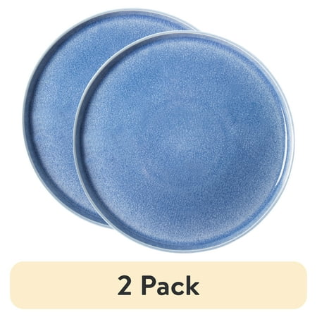 (2 pack) Better Homes & Gardens-Parker Blue Stoneware Stackable Dinner Plate