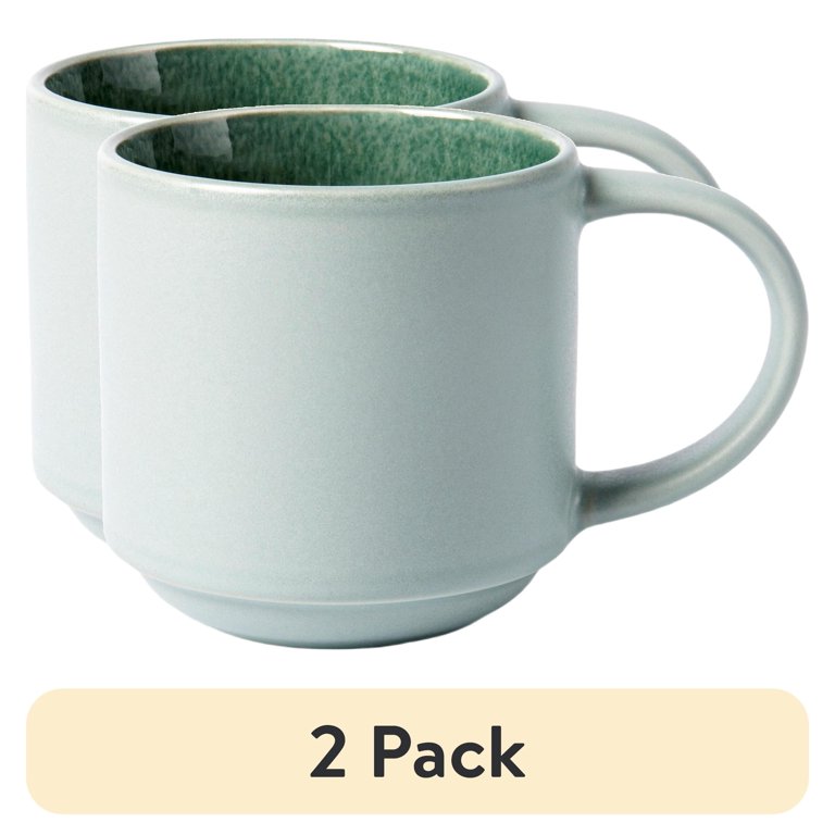 2 pack) Better Homes & Gardens-Parker Green Stackable Stoneware Coffee Mug,  12 oz - Walmart.com