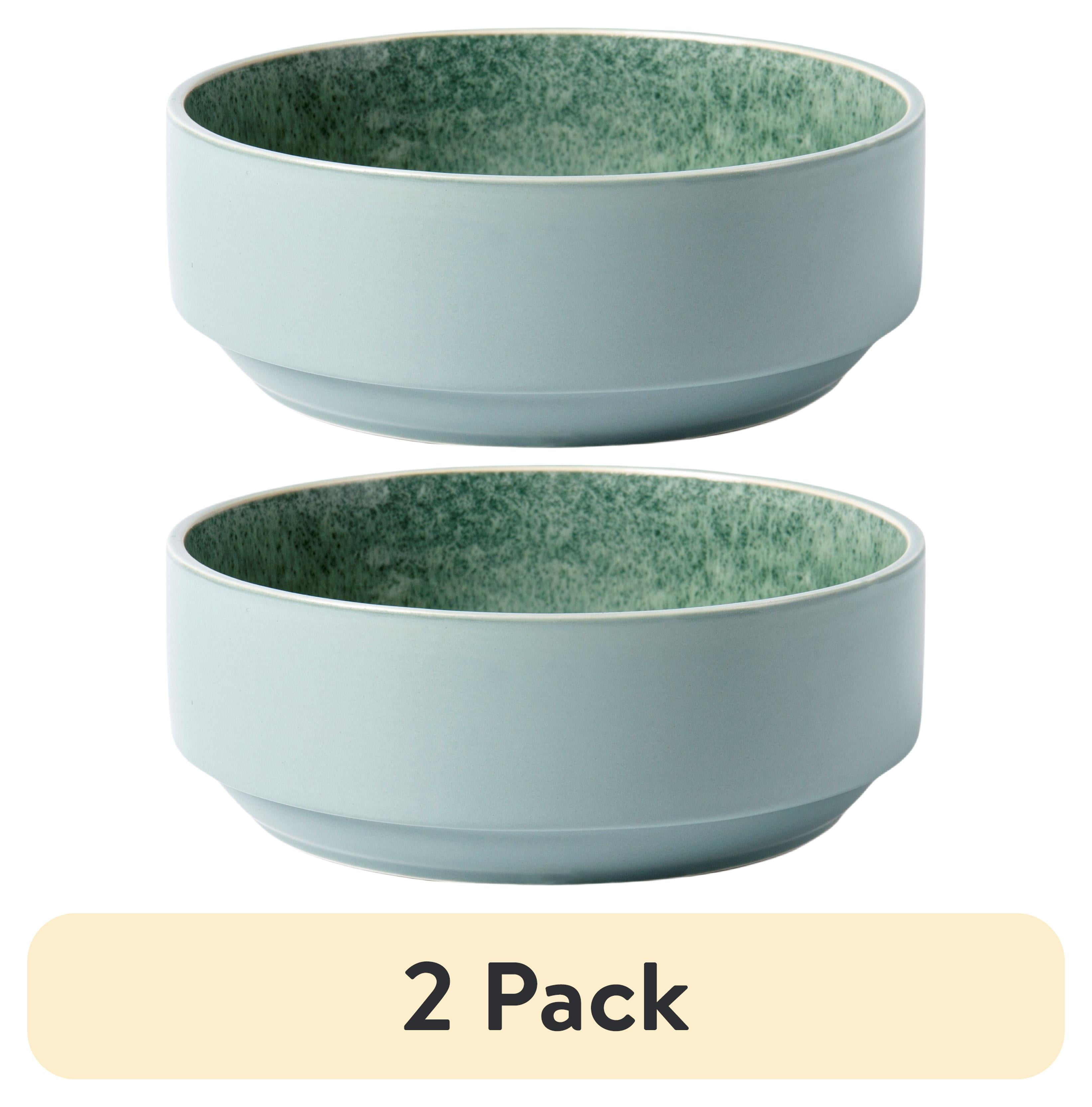 (2 pack) Better Homes & Gardens-Parker Green Stacking Stoneware Cereal Bowl