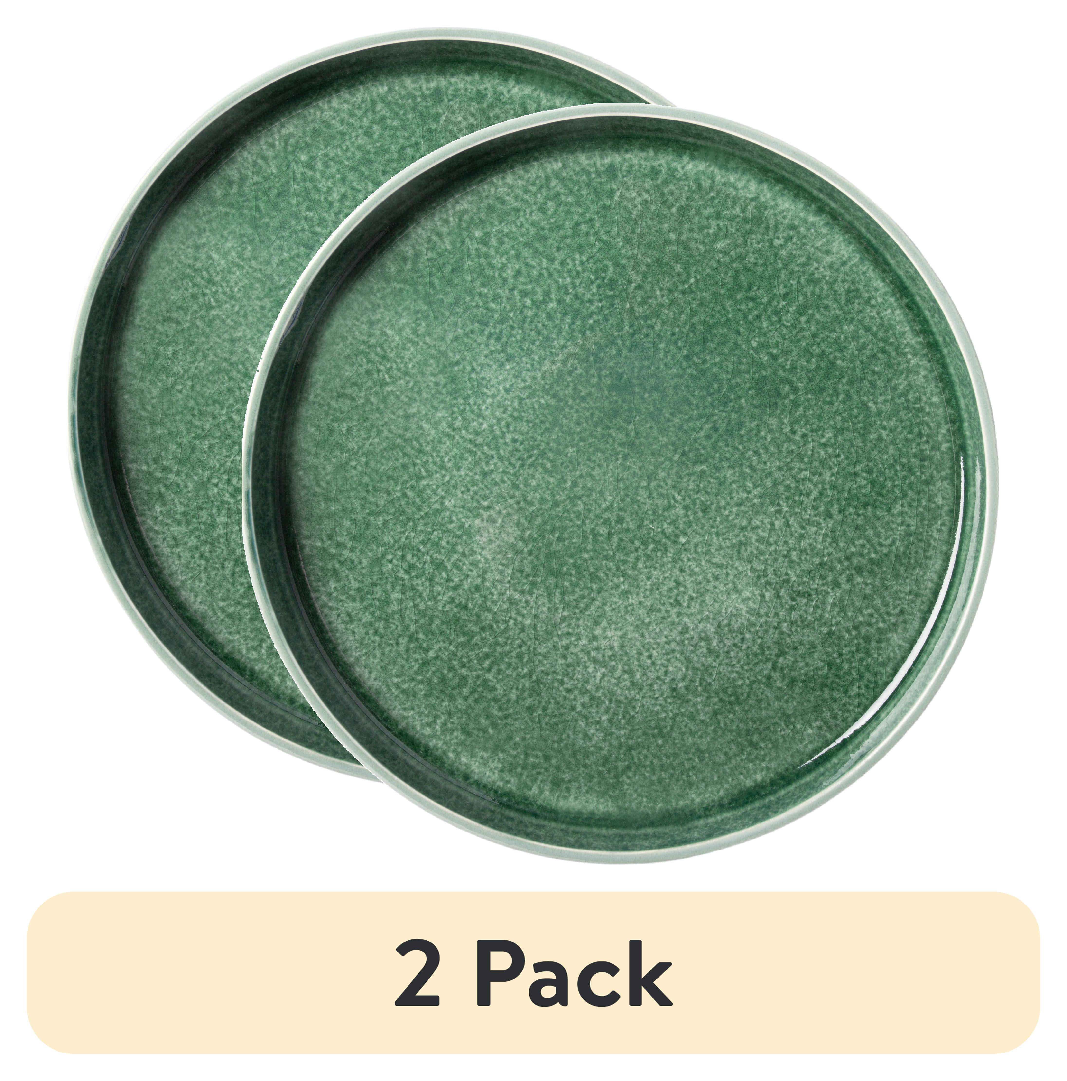 (2 pack) Better Homes & Gardens-Parker Green Stoneware Stackable Salad Plate