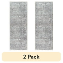 (2 pack) Better Homes & Gardens Persian Blooms Runner Washable Non-Skid Area Rug, Brown, 2'5" x 7'