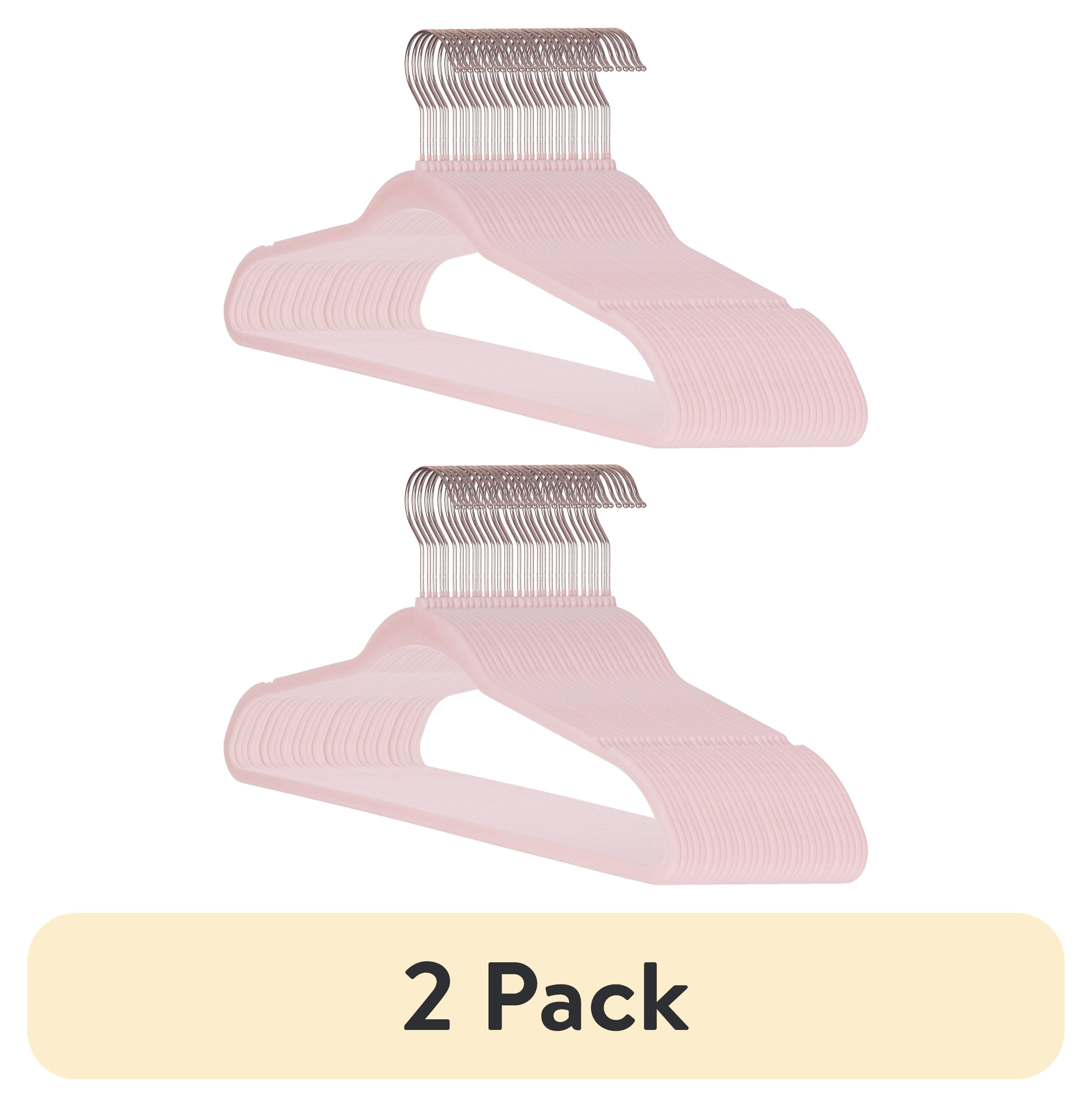 (2 pack) Better Homes & Gardens Pink Ultra Slim Velvet Non-Slip Clothes Hangers, 30-Pack