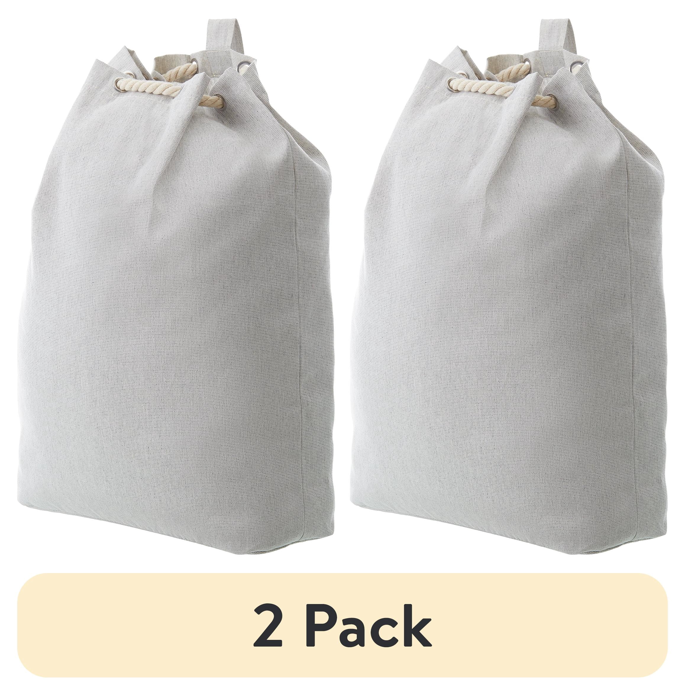 (2 pack) Better Homes & Gardens Polyester and Cotton Canvas Laundry Bag, Gray, Adult, 15 in W x 7 in D x 24.5 in H