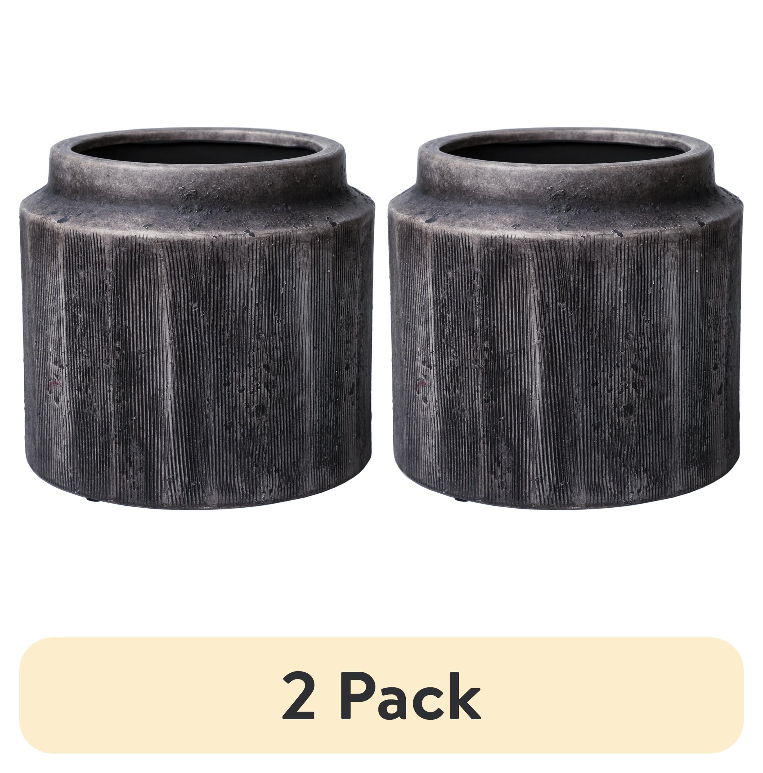 Alexander 8" Round Black Textured Ceramic Planter