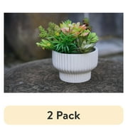 (2 pack) Better Homes & Gardens Pottery 8" Fischer Ceramic Planter, White