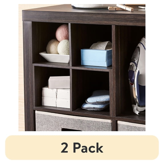 (2 pack) Better Homes & Gardens Quad Shelf Insert for Cube Organizers, Tobacco Oak